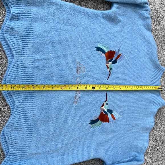 Code X Mode Light Blue High Neck Birds Embroidery Full Sleeve Scallop Sweater S - Picture 4 of 8